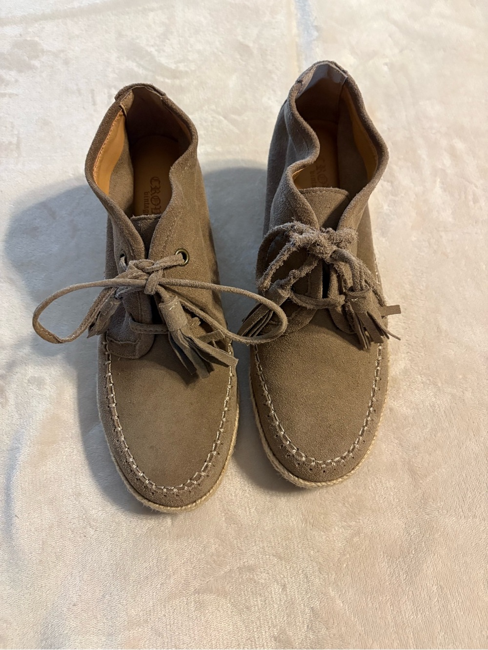 Crown Vintage Women's Suede Ankle Booties in Taupe
